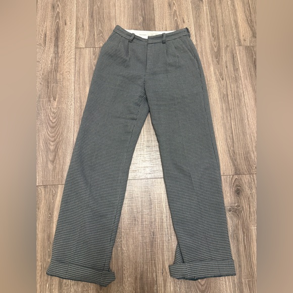 Favorite Daughter Pants - Favorite Daughter Women’s Wool Green Houndstooth Wool Pants Size 2 $248 Retail